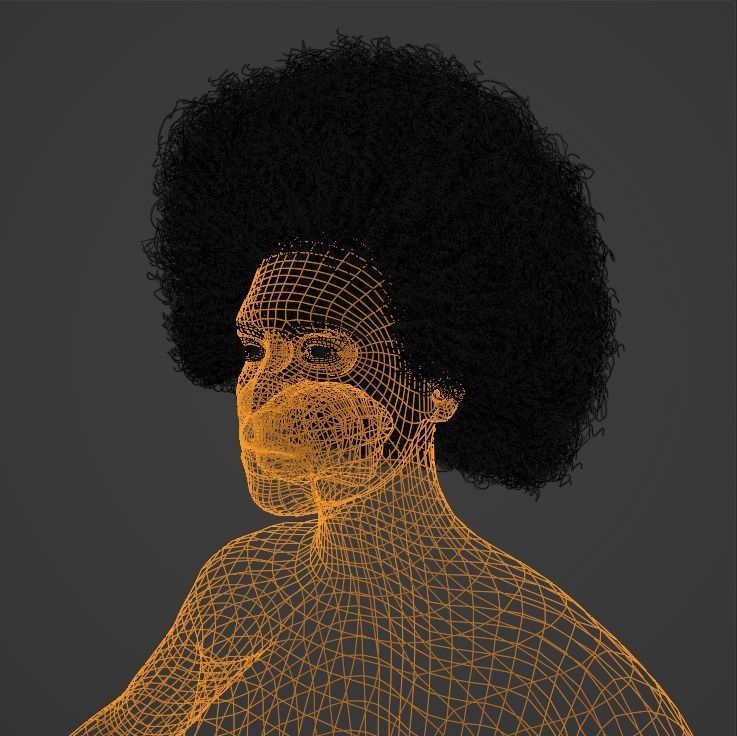 Brown Medium Afro 3D model_16