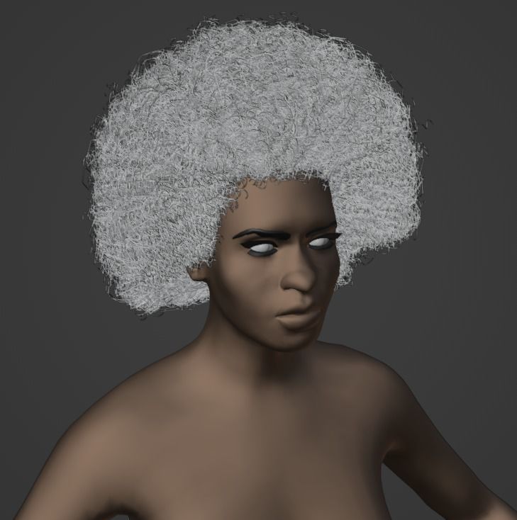 Brown Medium Afro 3D model_13