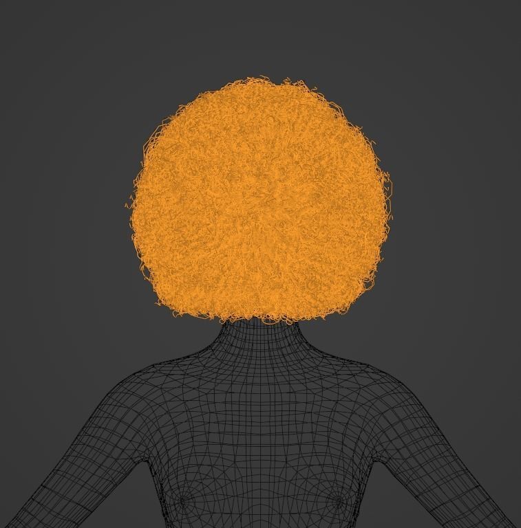 Brown Medium Afro 3D model_17