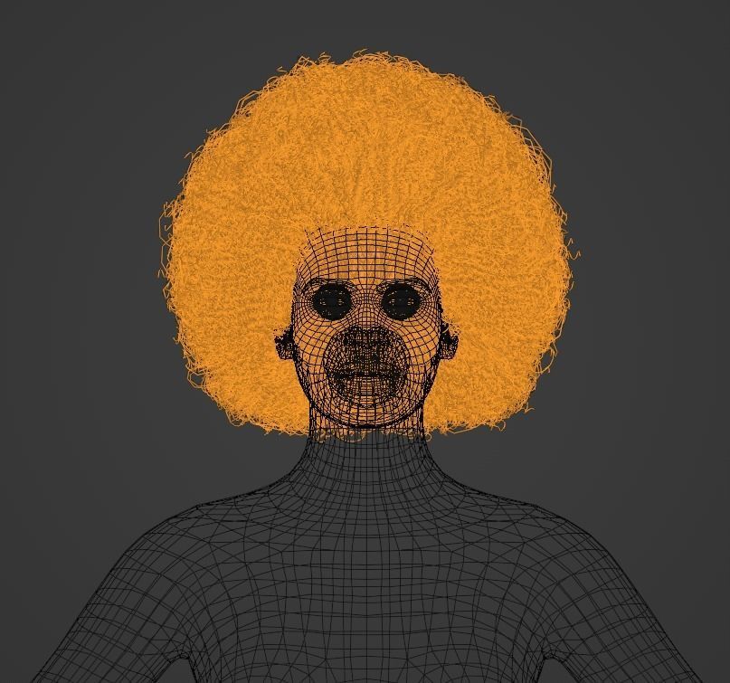 Brown Medium Afro 3D model_14