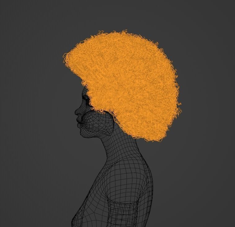 Brown Medium Afro 3D model_15