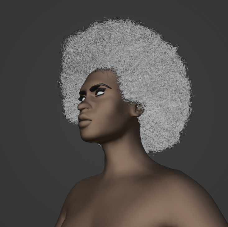 Brown Medium Afro 3D model_12