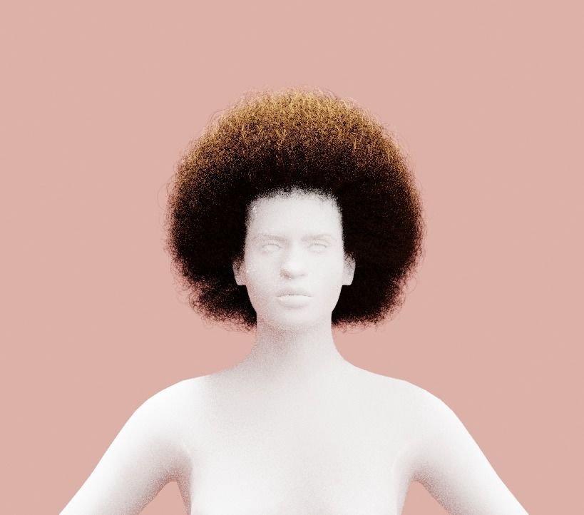 Brown Medium Afro 3D model_7