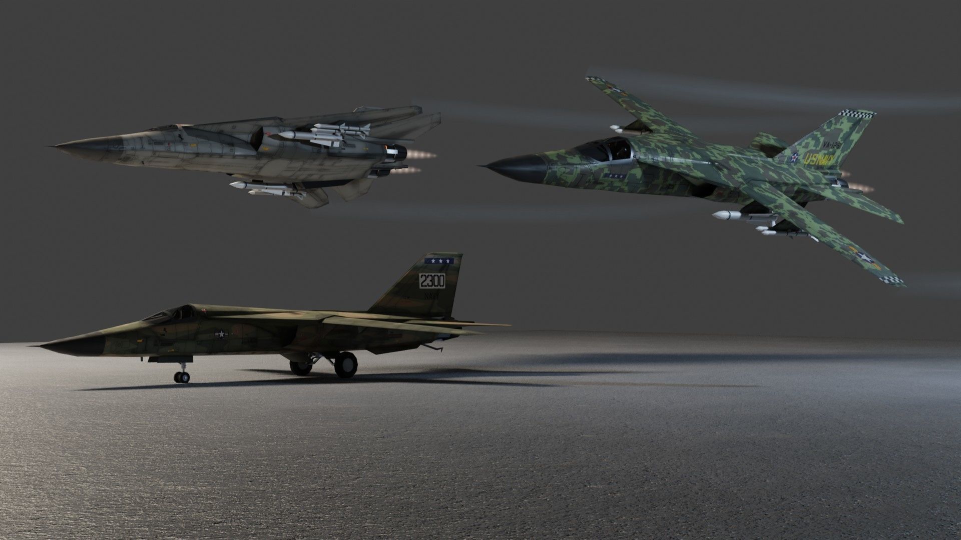 General Dynamics F-111 Aardvark jet fighter Low-poly 3D model_3