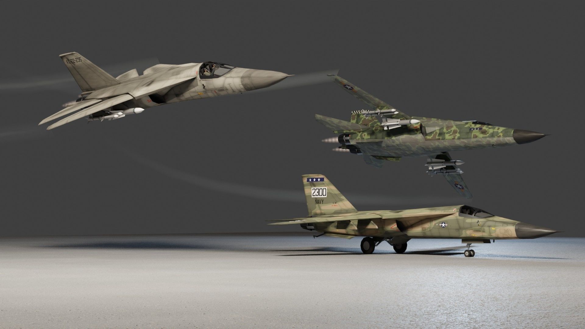 General Dynamics F-111 Aardvark jet fighter Low-poly 3D model_2