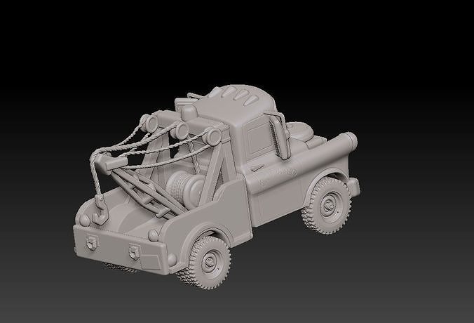 Rustic Tow Truck STL 3D print model 3