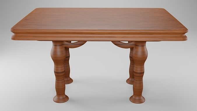 Table wooden with legs Low-poly 3D model