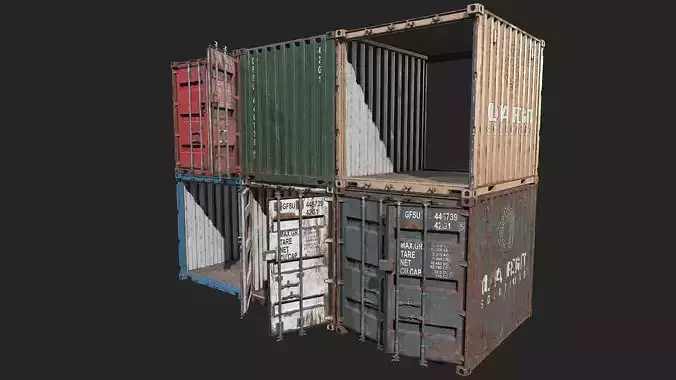 Low Poly PBR Shipping Container 10ft Low-poly 3D model