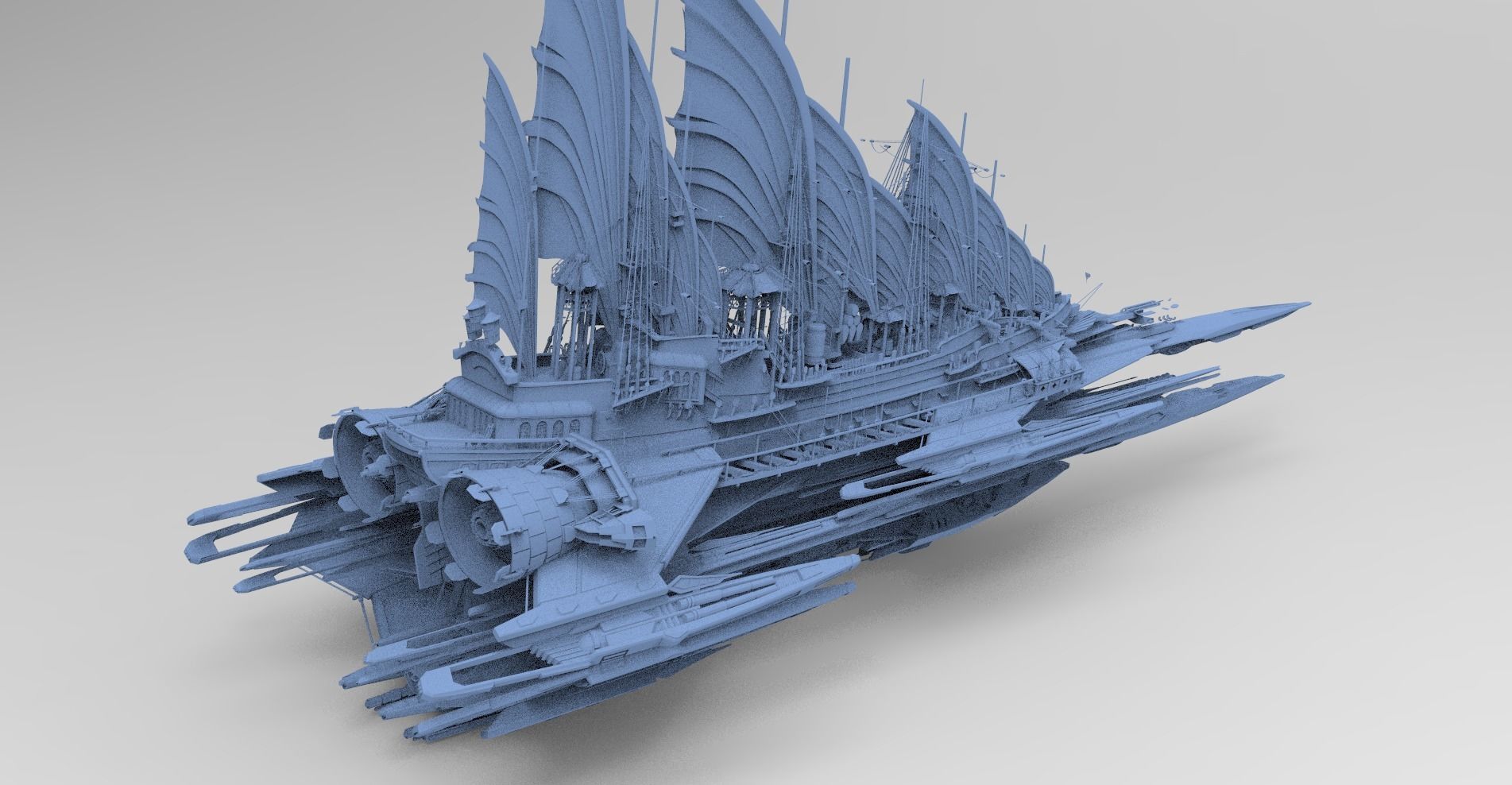 Sci-Fi Emperors Fin ship palace 2  3D model_1
