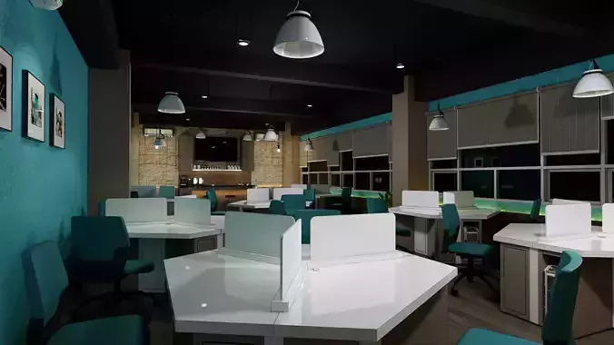 Computer desk-table office workstation modular 3d model