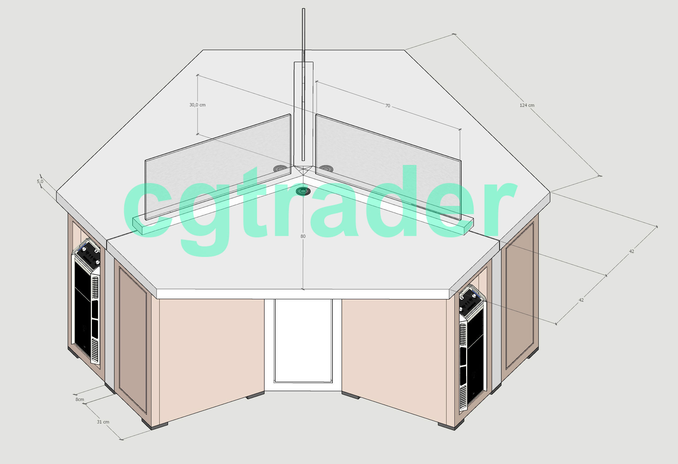 Computer desk-table office workstation modular 3d model 3D model_2