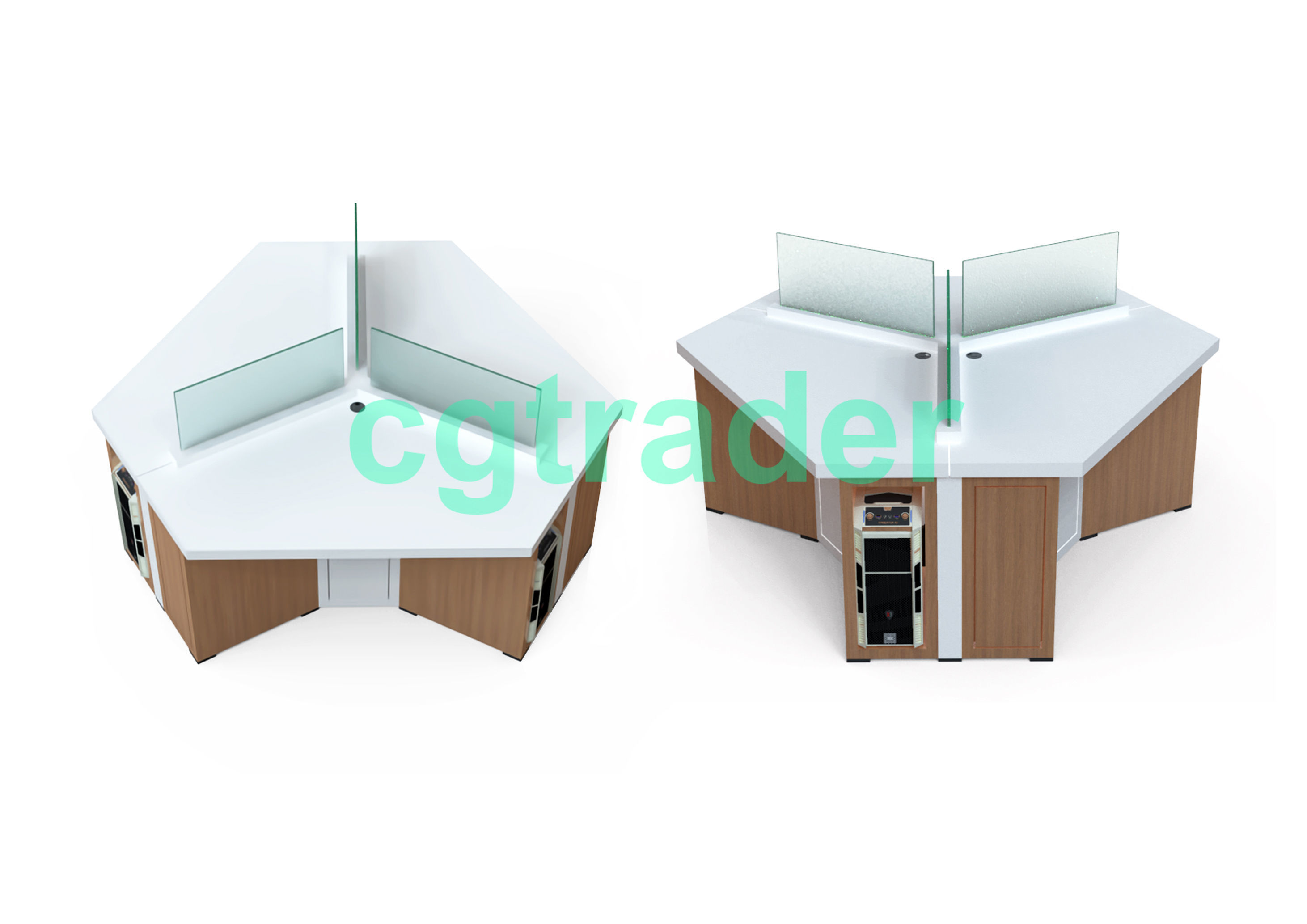 Computer desk-table office workstation modular 3d model 3D model_1