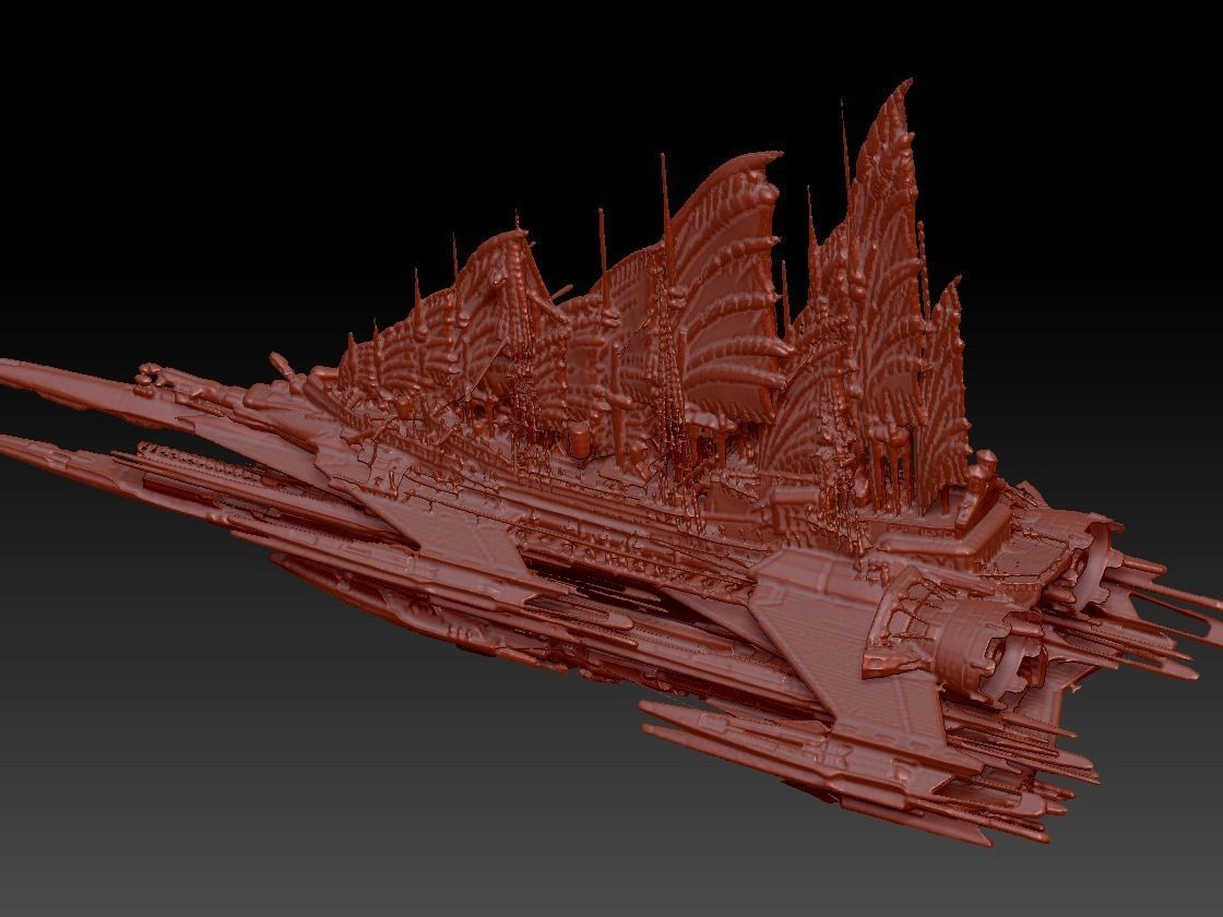 Sci-Fi Emperors Fin ship palace 3  3D model_2