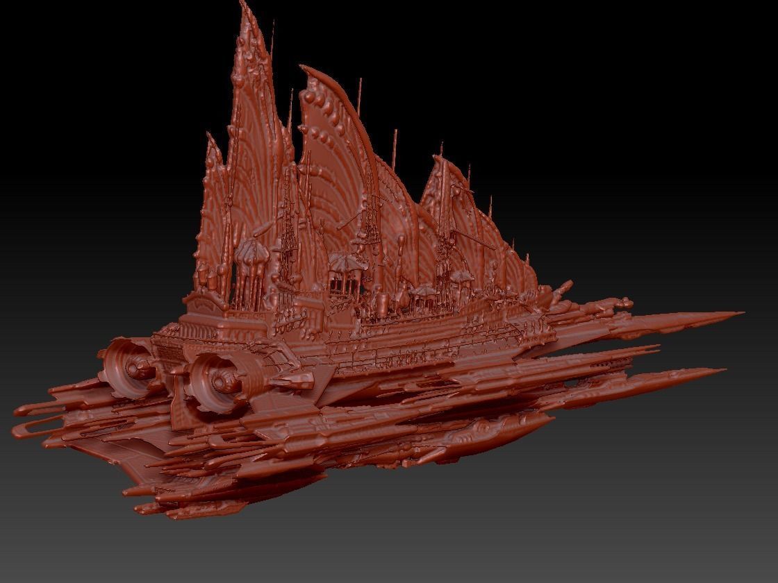 Sci-Fi Emperors Fin ship palace 3  3D model_3