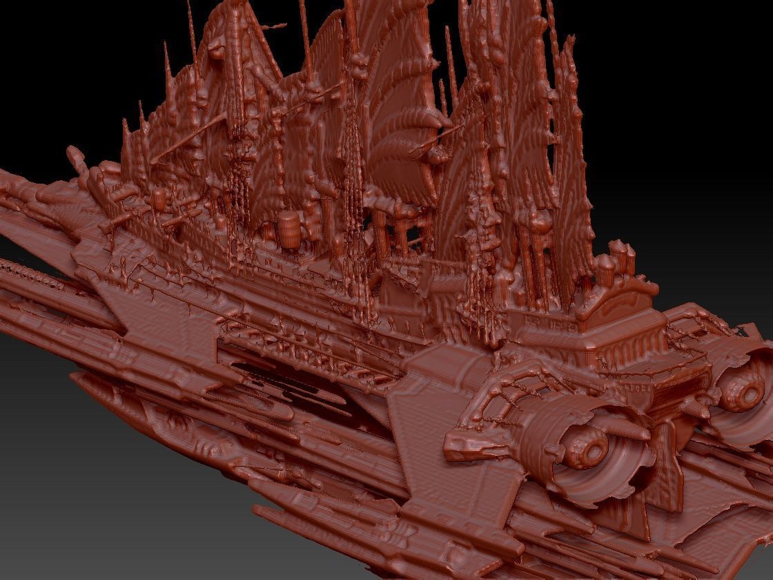 Sci-Fi Emperors Fin ship palace 3  3D model_4
