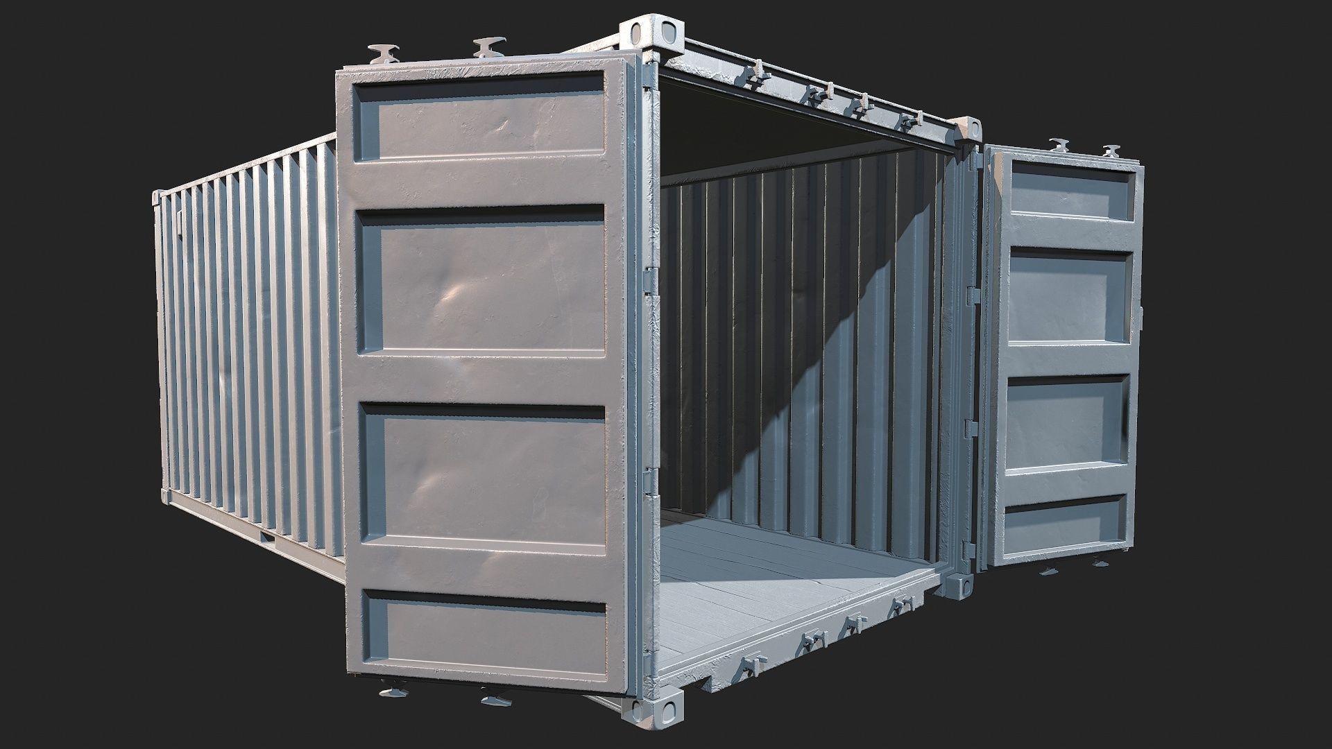 Low Poly PBR Shipping Container 20ft Low-poly 3D model_11