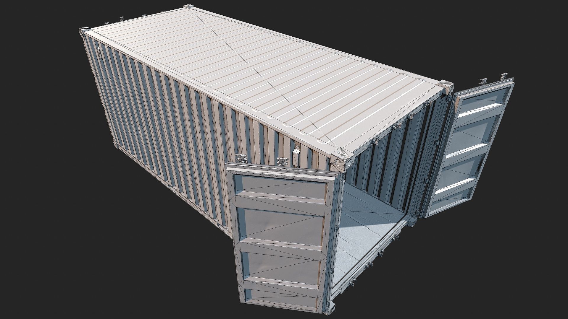 Low Poly PBR Shipping Container 20ft Low-poly 3D model_19