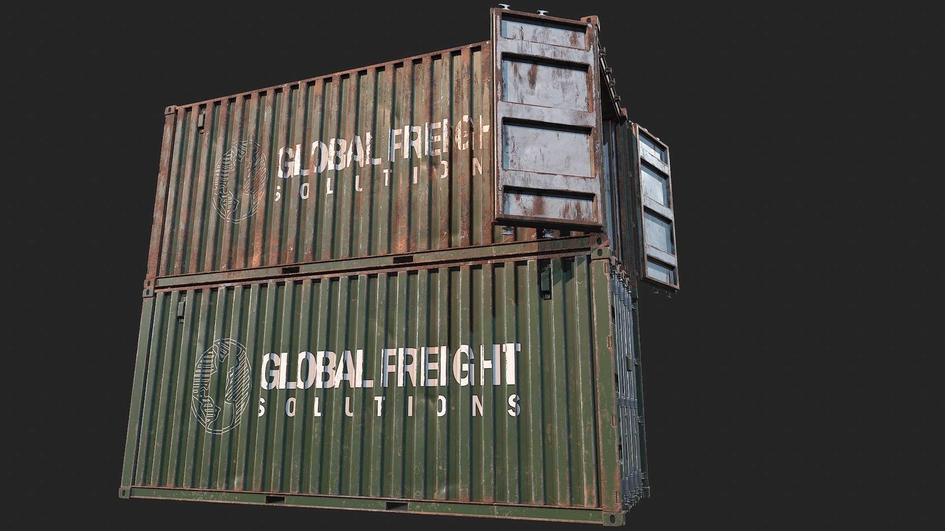 Low Poly PBR Shipping Container 20ft Low-poly 3D model_23