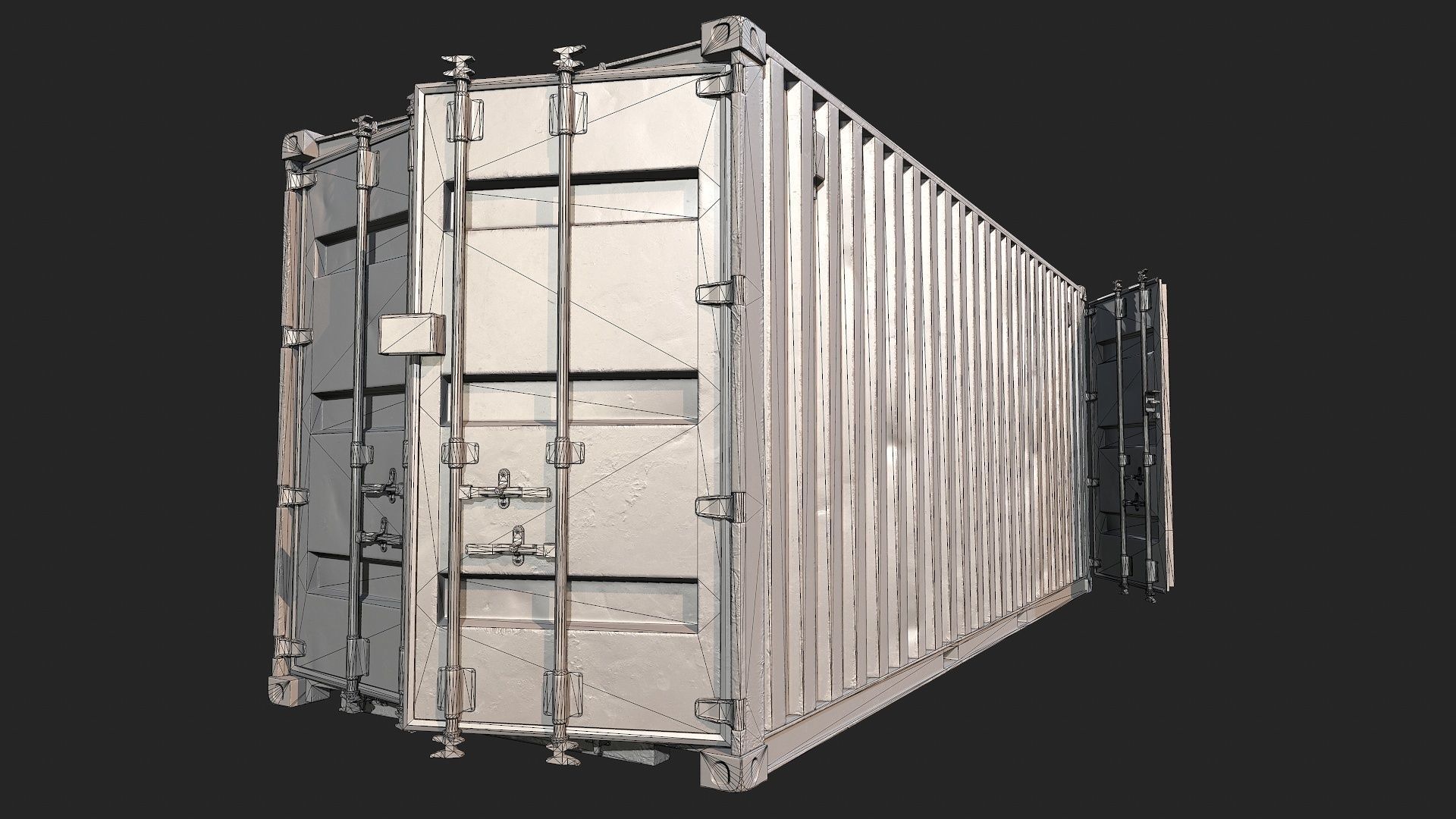 Low Poly PBR Shipping Container 20ft Low-poly 3D model_18