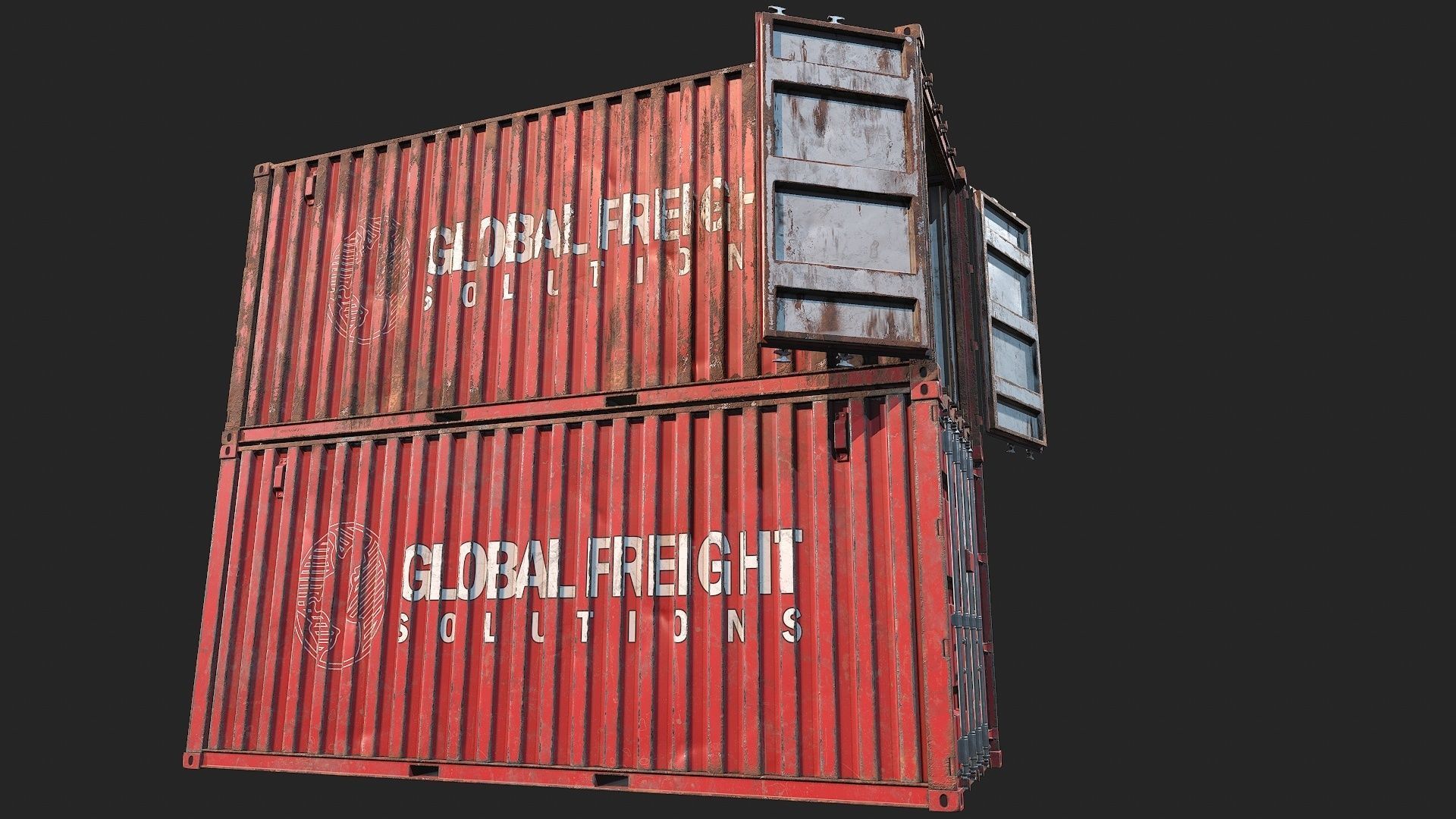 Low Poly PBR Shipping Container 20ft Low-poly 3D model_21