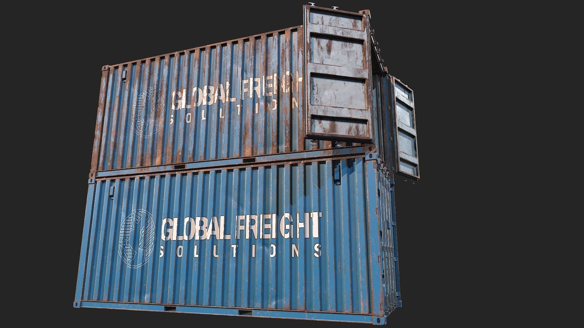 Low Poly PBR Shipping Container 20ft Low-poly 3D model_20