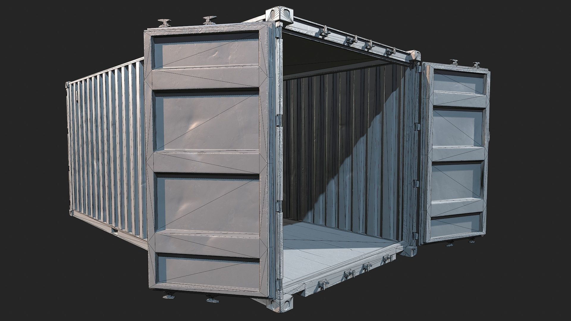 Low Poly PBR Shipping Container 20ft Low-poly 3D model_17