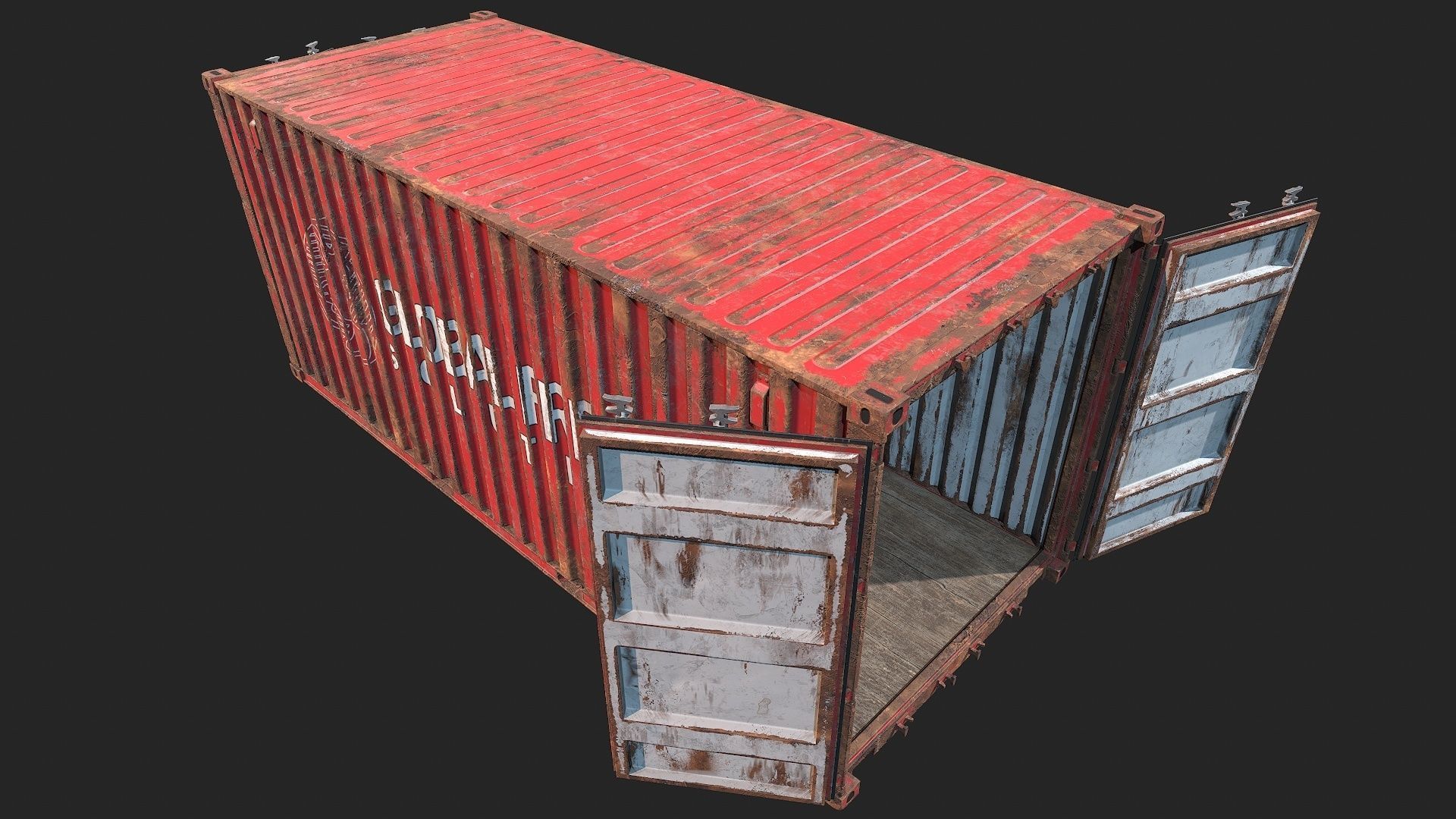 Low Poly PBR Shipping Container 20ft Low-poly 3D model_7