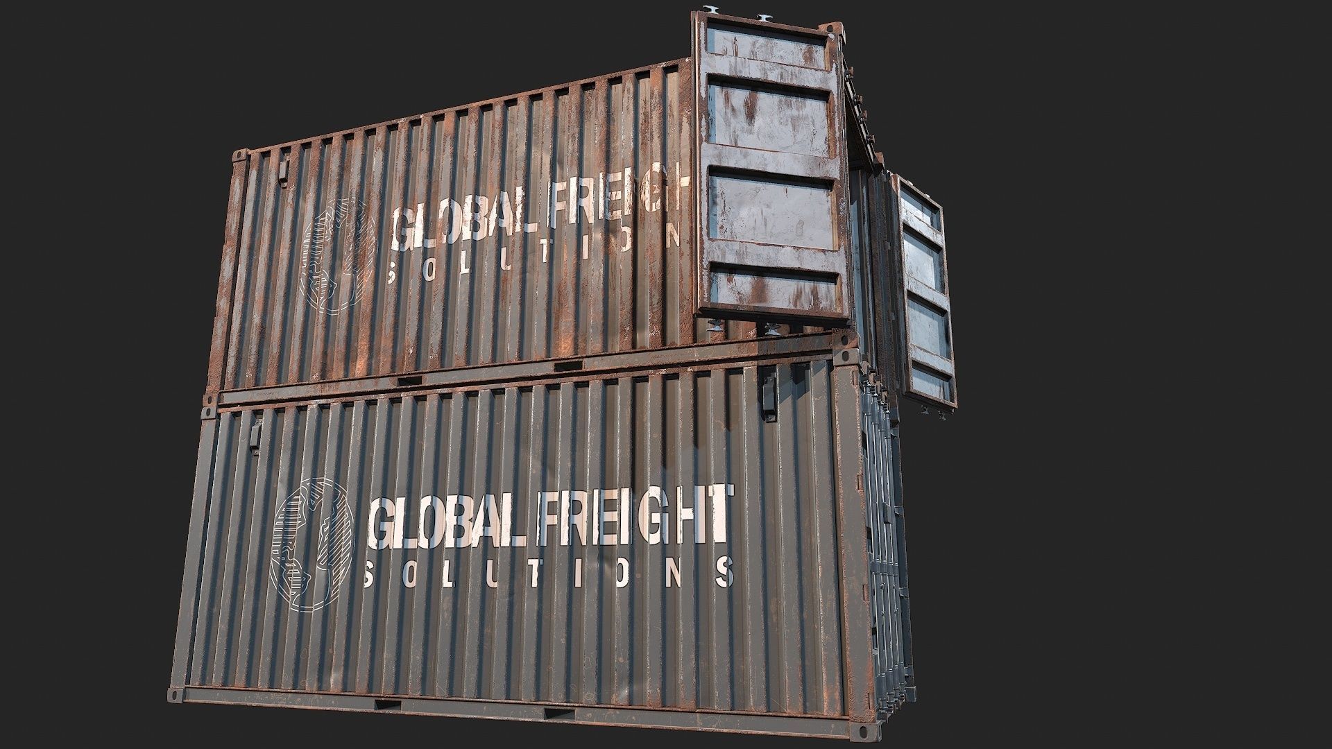 Low Poly PBR Shipping Container 20ft Low-poly 3D model_22
