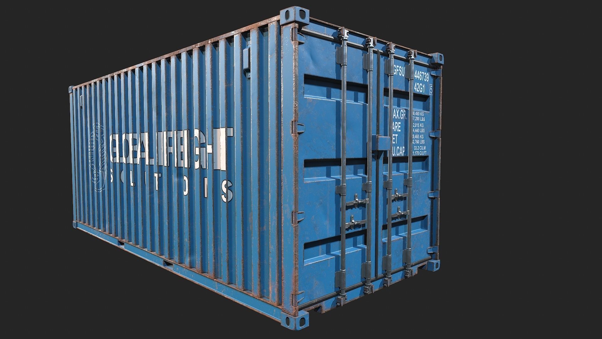 Low Poly PBR Shipping Container 20ft Low-poly 3D model_2