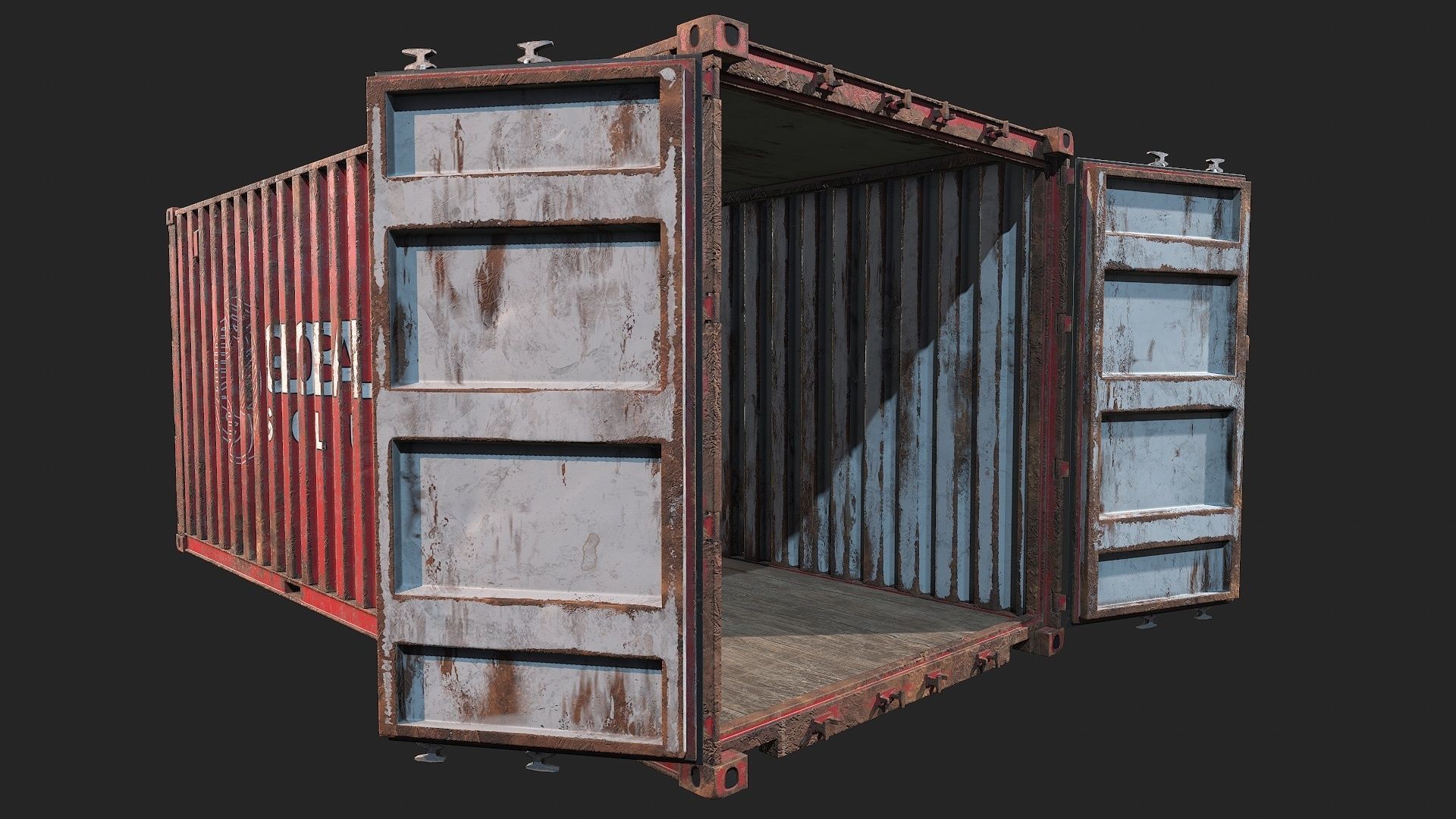 Low Poly PBR Shipping Container 20ft Low-poly 3D model_5