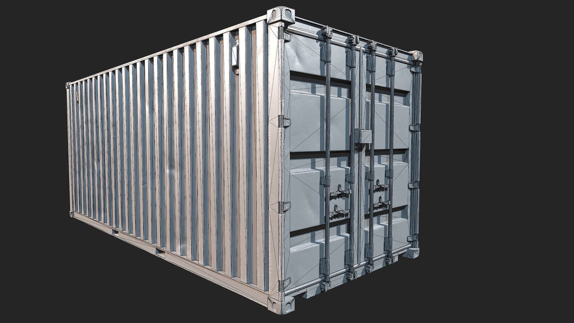 Low Poly PBR Shipping Container 20ft Low-poly 3D model_14
