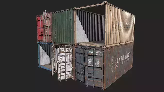 Low Poly PBR Shipping Container 20ft Low-poly 3D model
