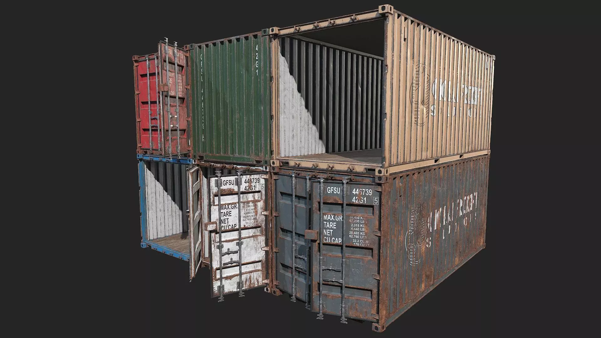 Low Poly PBR Shipping Container 20ft Low-poly 3D model_0