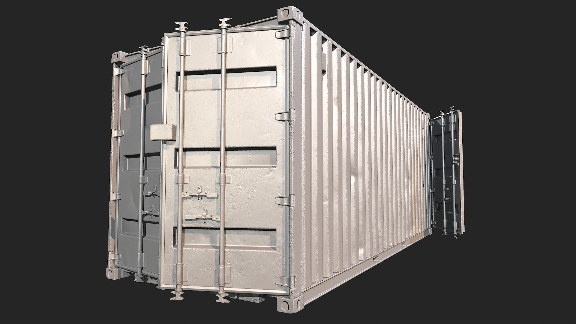 Low Poly PBR Shipping Container 20ft Low-poly 3D model_12