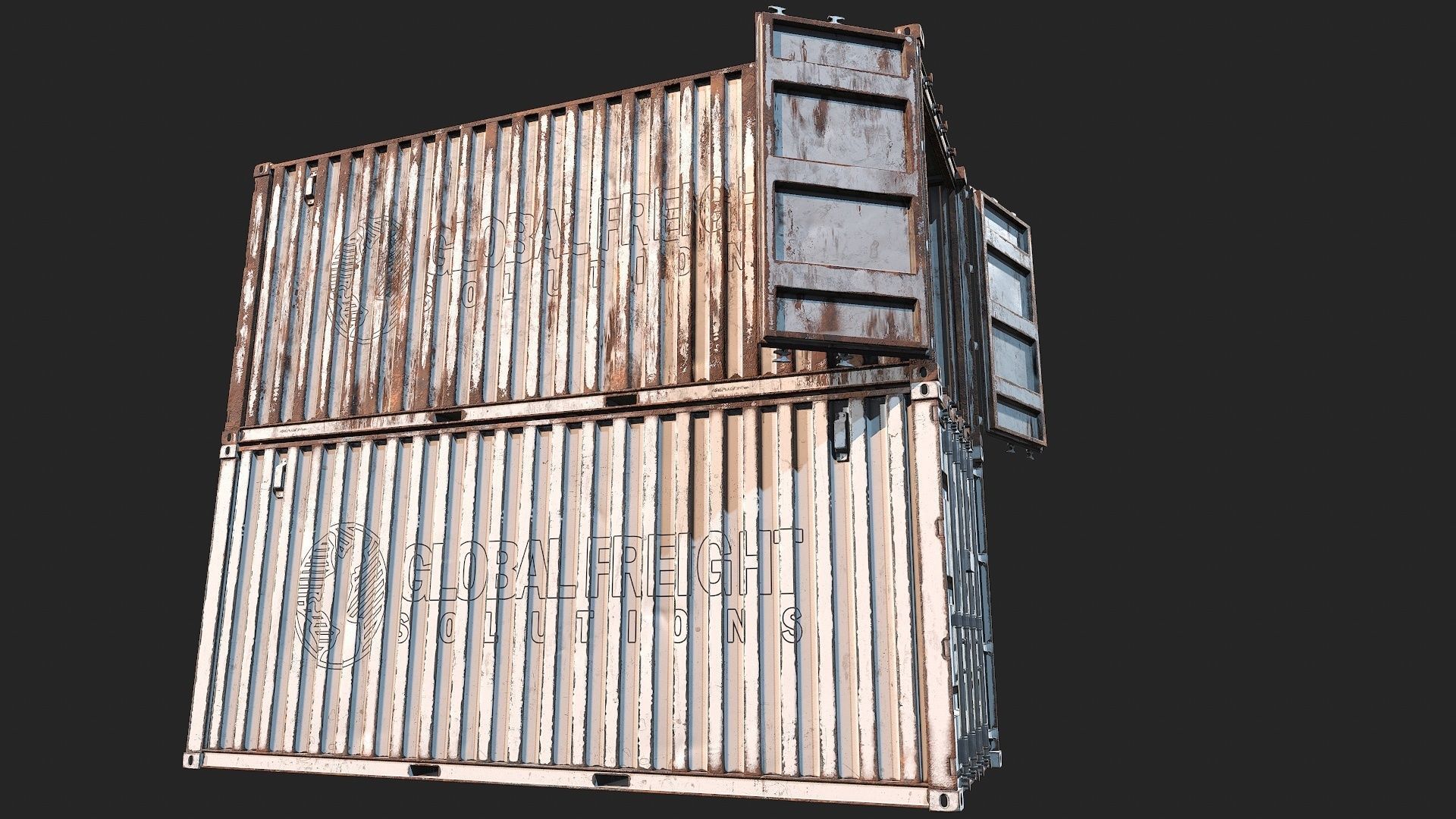 Low Poly PBR Shipping Container 20ft Low-poly 3D model_25