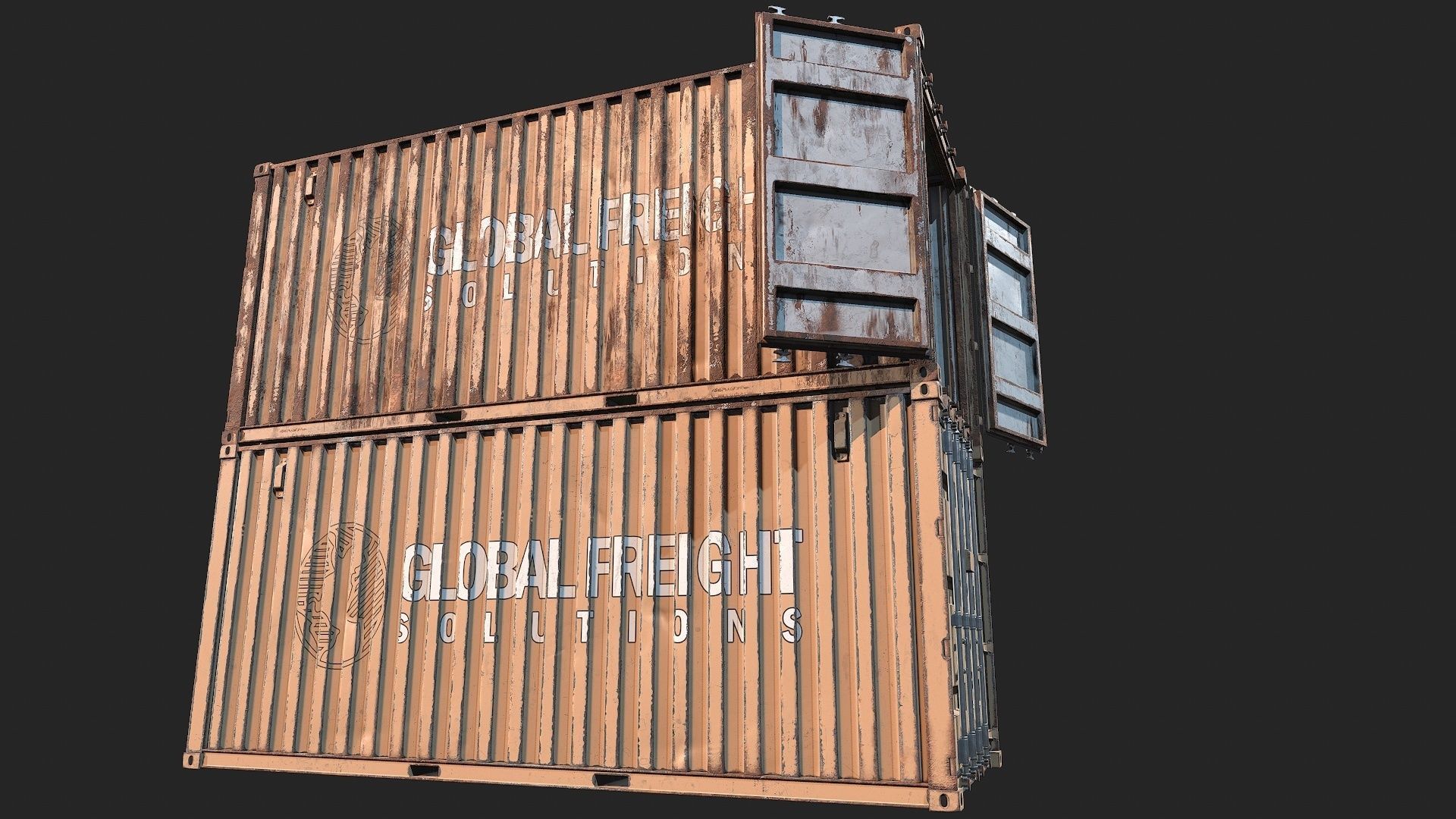 Low Poly PBR Shipping Container 20ft Low-poly 3D model_24