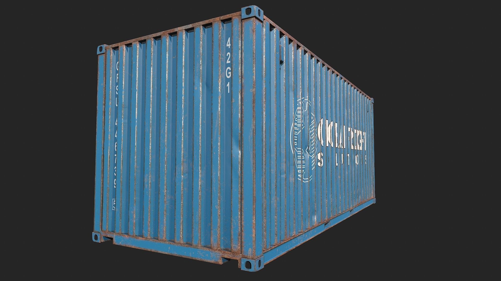 Low Poly PBR Shipping Container 20ft Low-poly 3D model_3