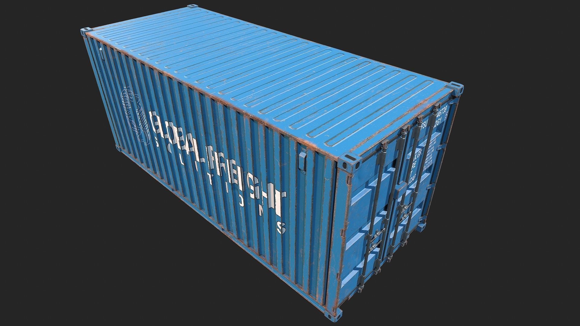 Low Poly PBR Shipping Container 20ft Low-poly 3D model_4