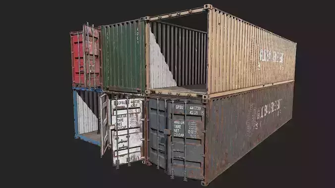 Low Poly PBR Shipping Container 40ft Low-poly 3D model