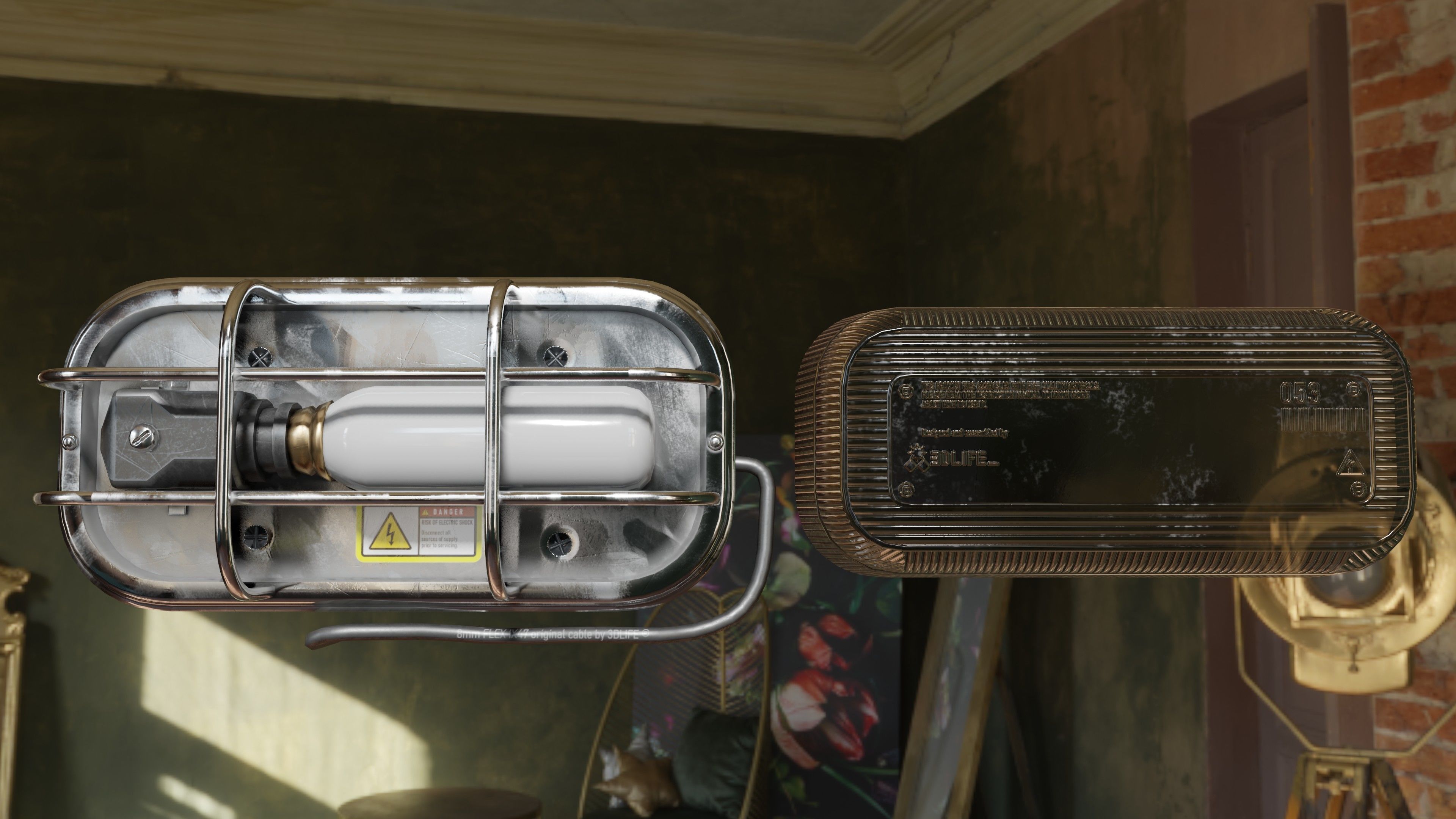 Waterproof Outdoor Wall Light Lamp Low-poly 3D model_2