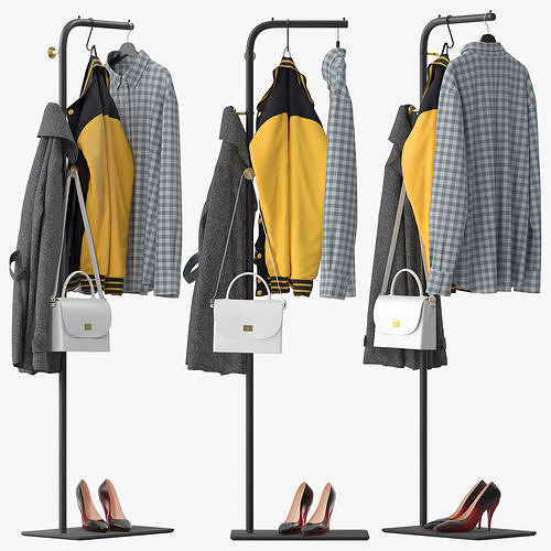 EMIAH Metal Freestanding Coat Rack 3D model