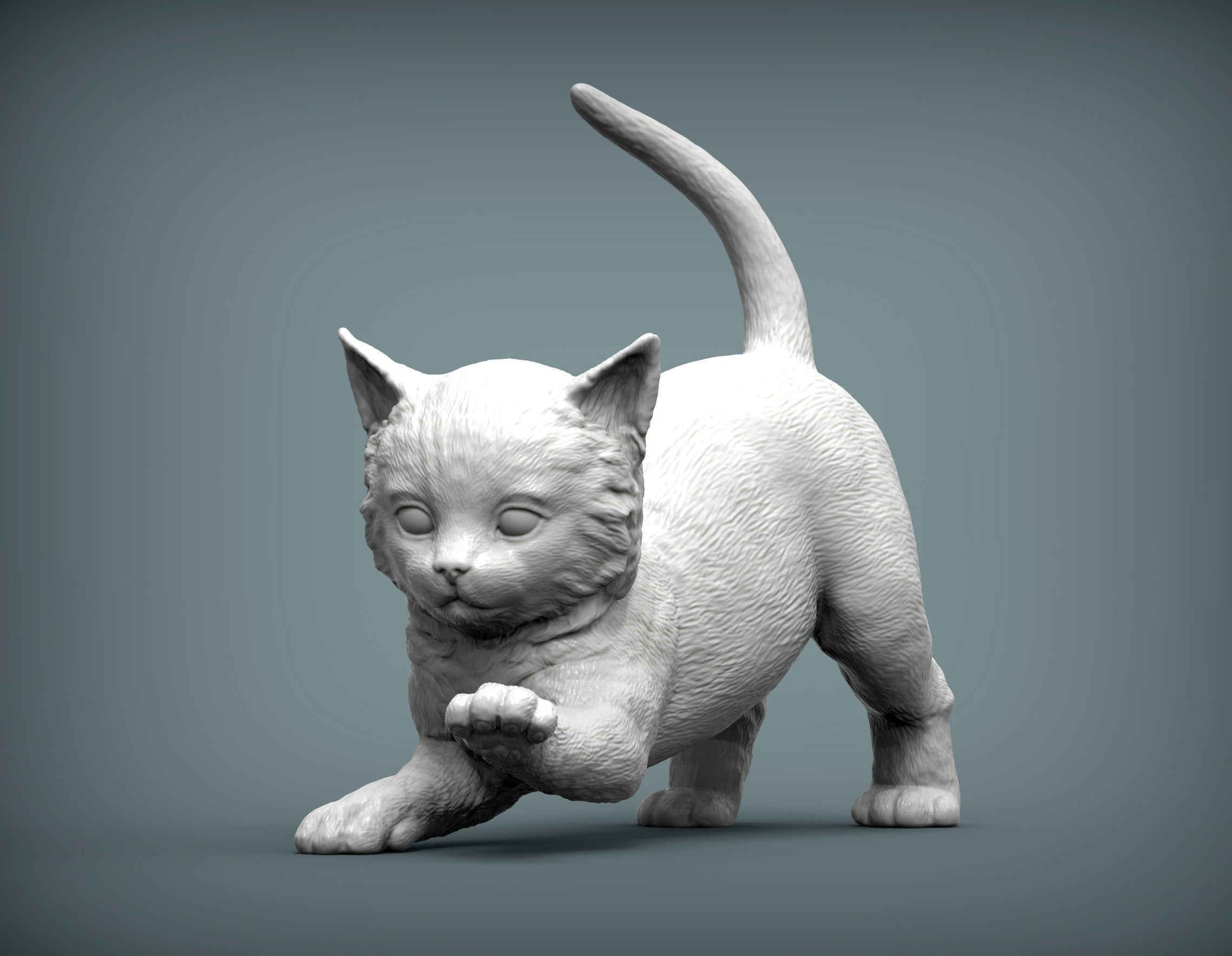 kitty sculpture of kitten 3D print model_1
