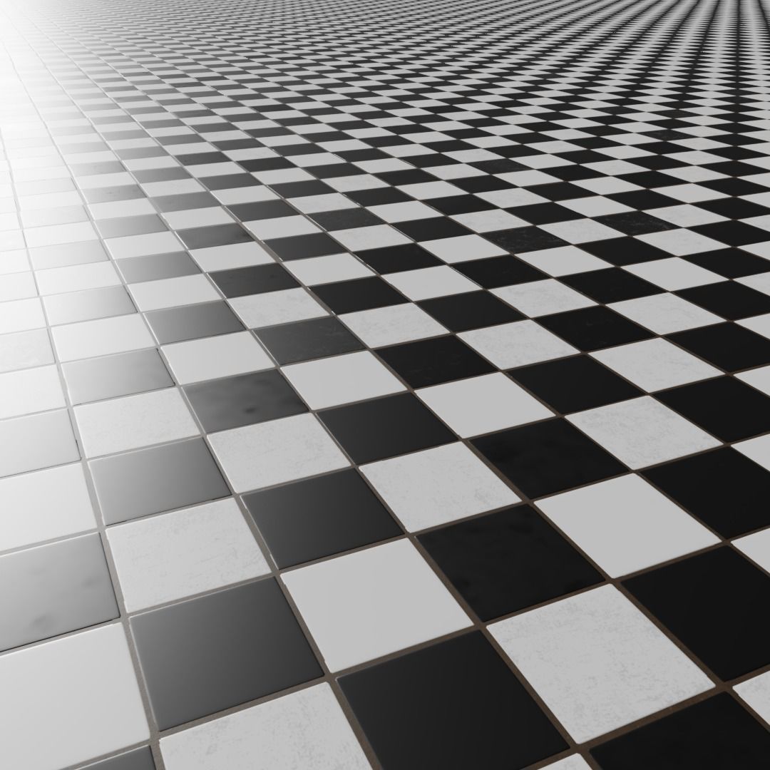 Black and White Floor Tile Material Texture_1