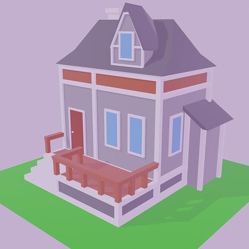 Cute Low-Poly House Free low-poly 3D model