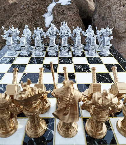 Viking Chess Set- Viking Characters-Odin-Surtur-Thor 3D print model