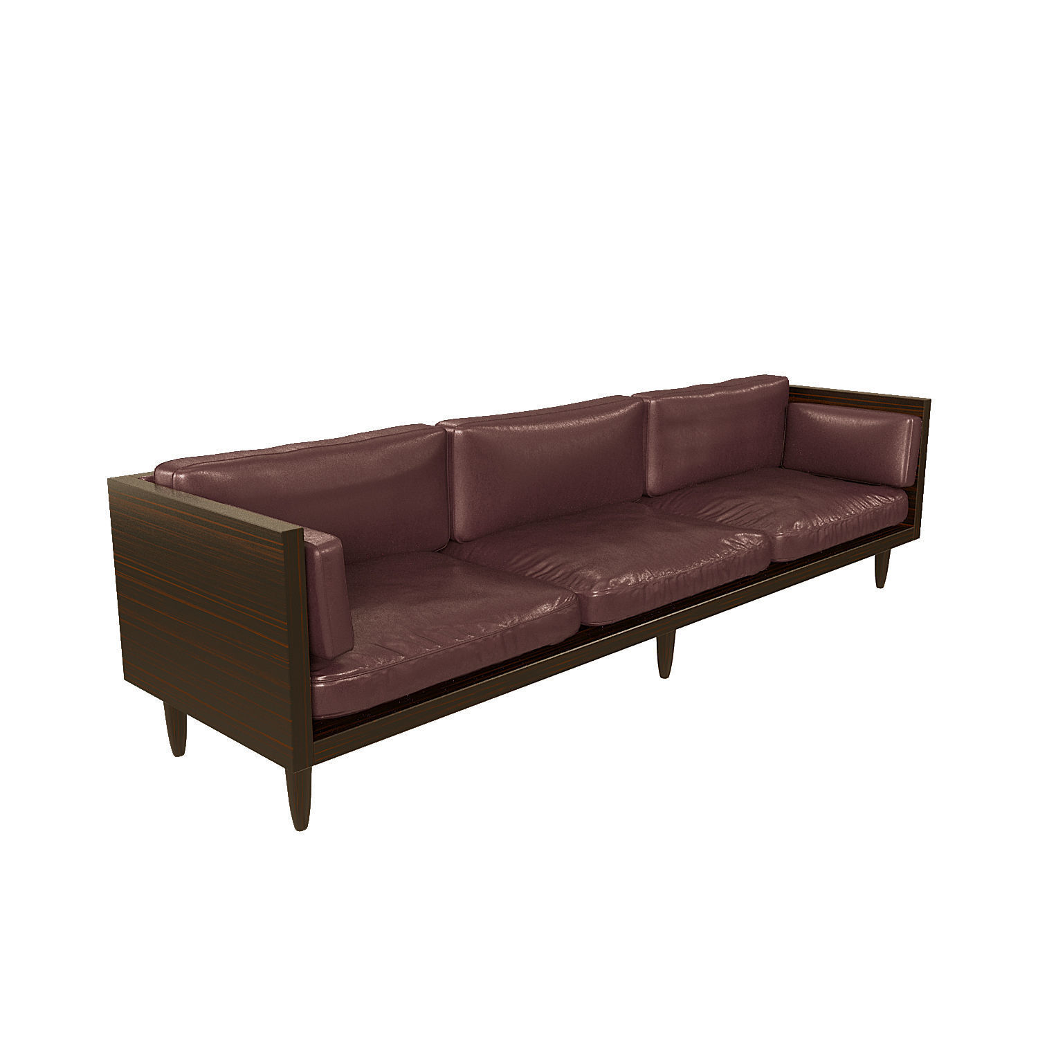 Leather Exposed Wood Frame Sofa Collection 3D model CGTrader
