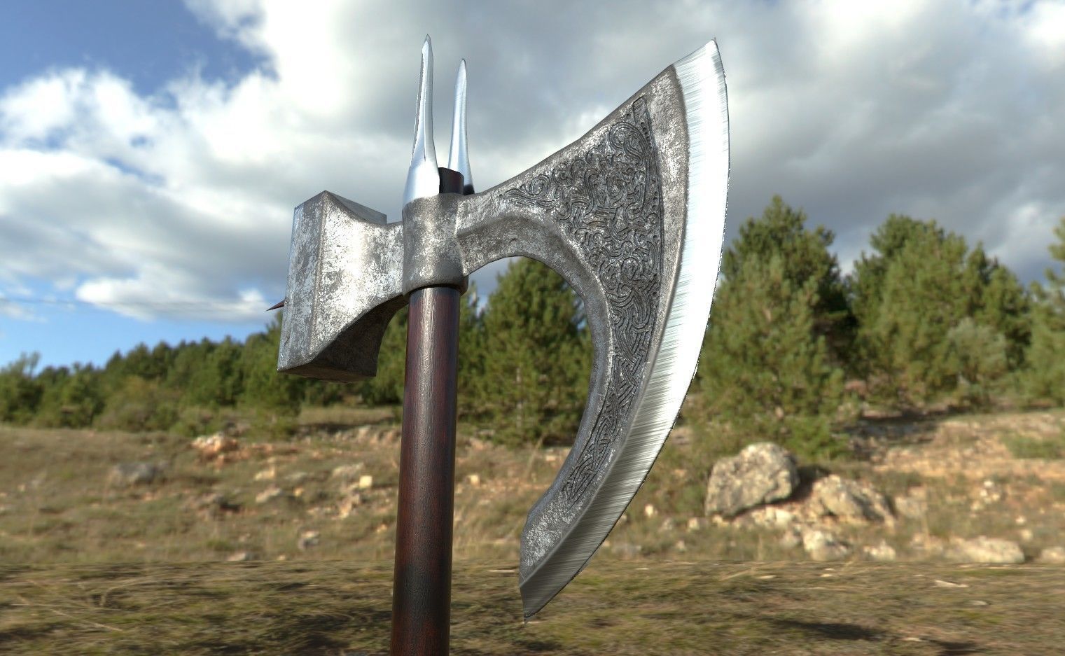 Medieval time weapon concept model Low-poly 3D model_15