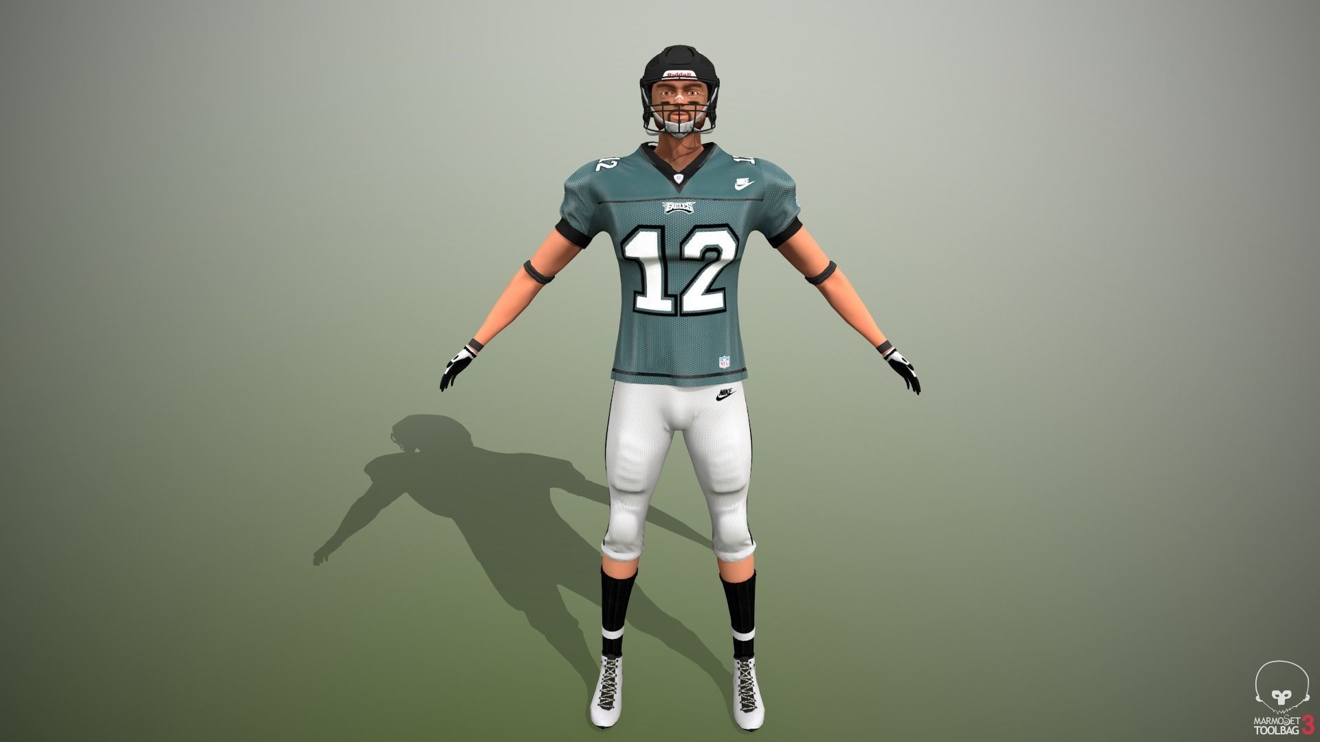 American football player - Wide Reciever Low-poly 3D model_9