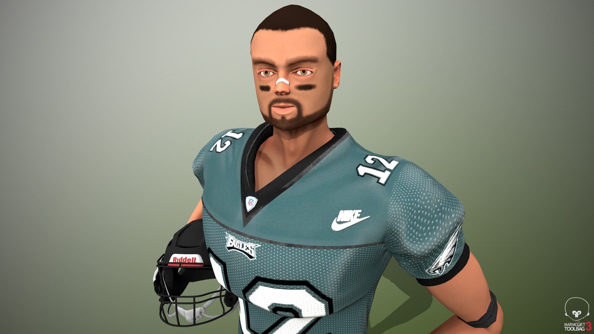 American football player - Wide Reciever Low-poly 3D model_3