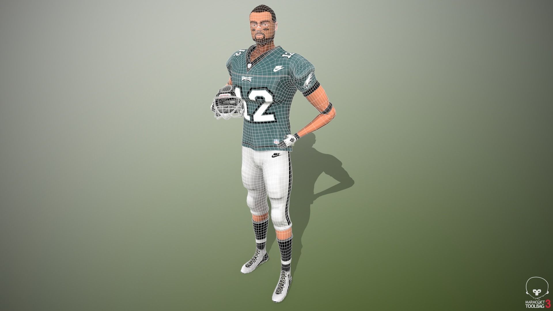 American football player - Wide Reciever Low-poly 3D model_2